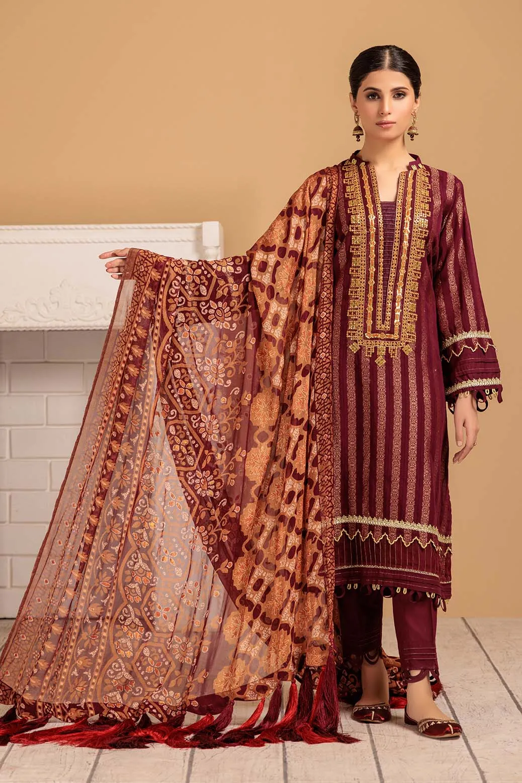 MAROON-JACQUARD-3PC (HV1C233P01)