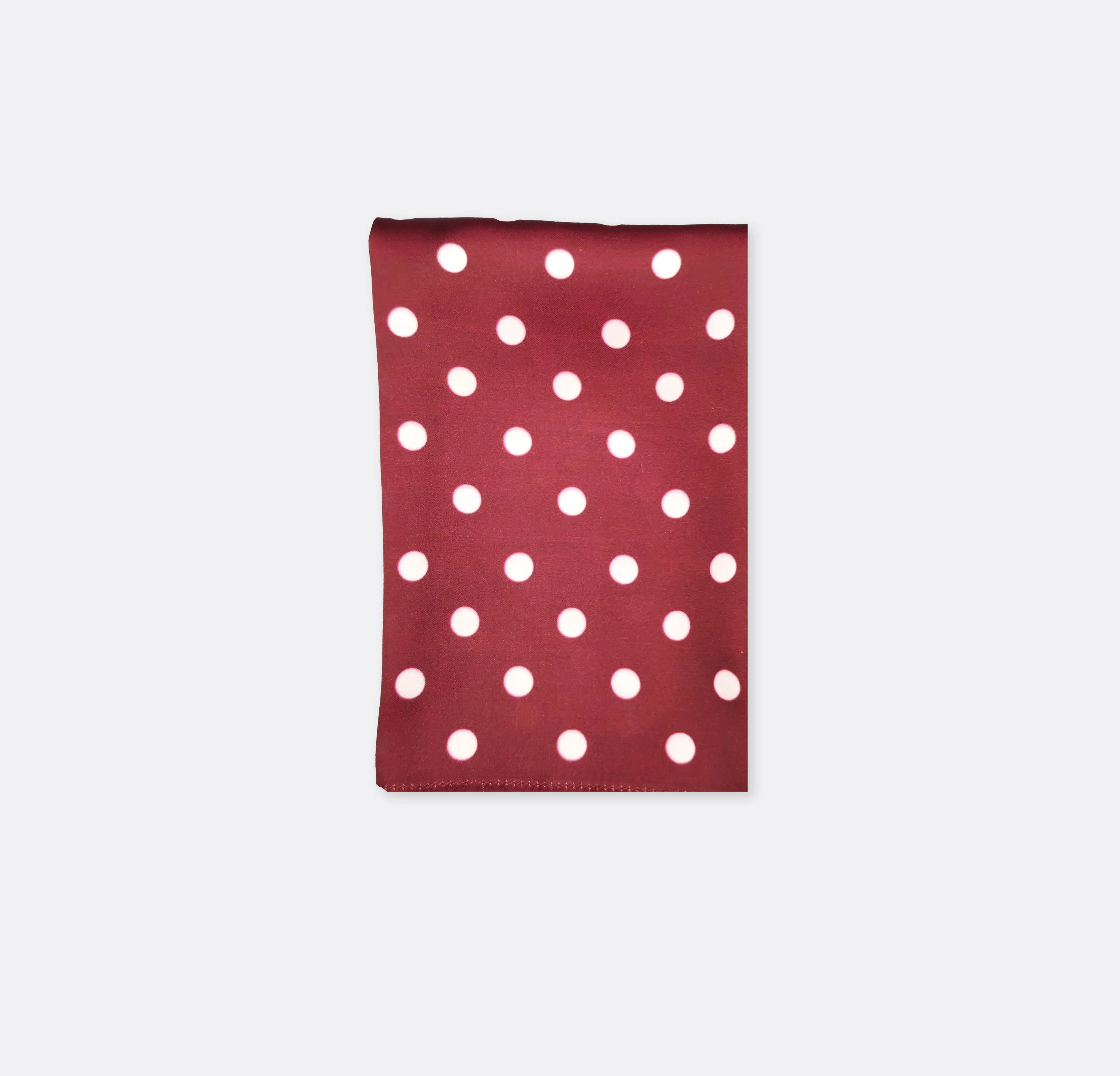 maroon with white polka drops - silk pocket squares