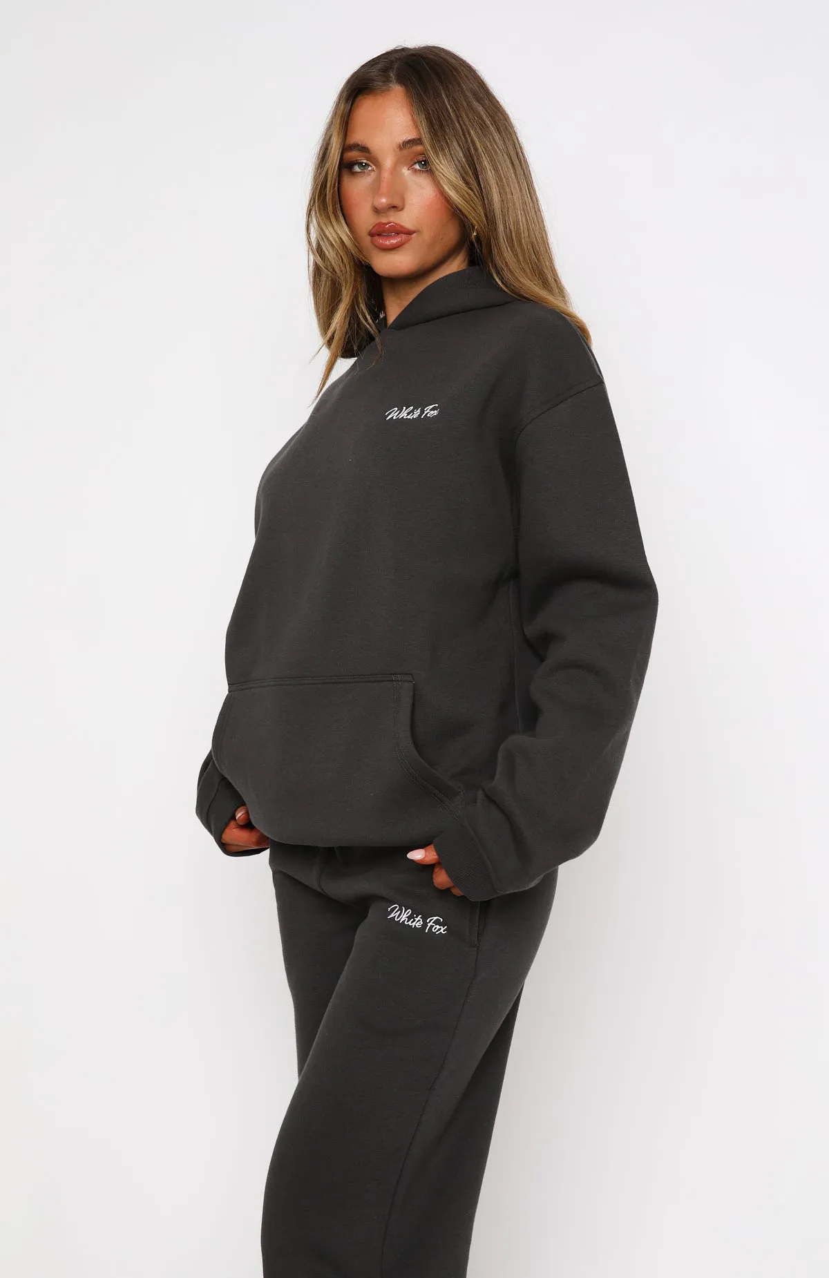 Lightweight Fabric Anti Static Technology Match Your Words Oversized Hoodie Charcoal