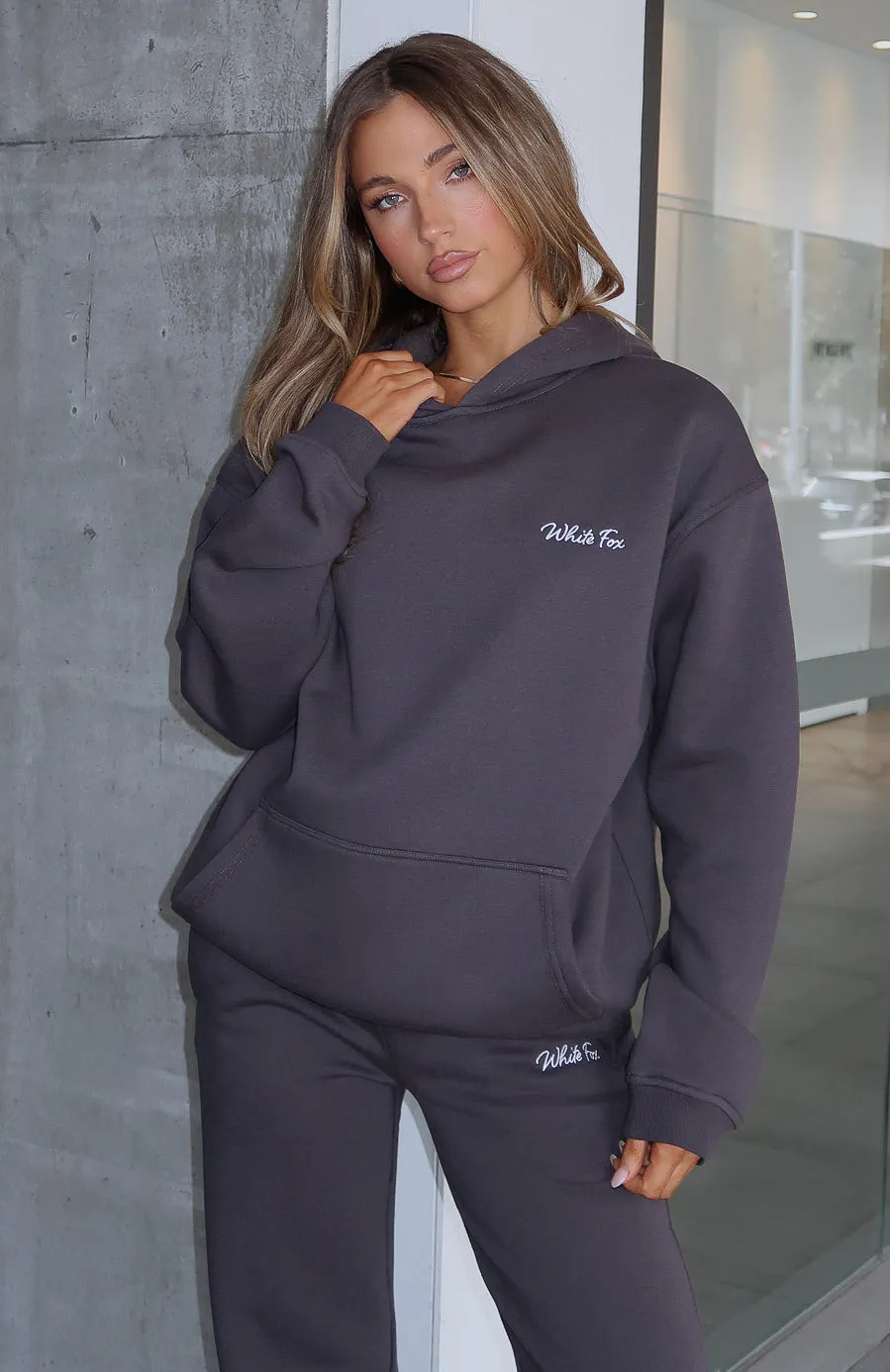 Match Your Words Oversized Hoodie Charcoal MoistureWicking Crew Neckline