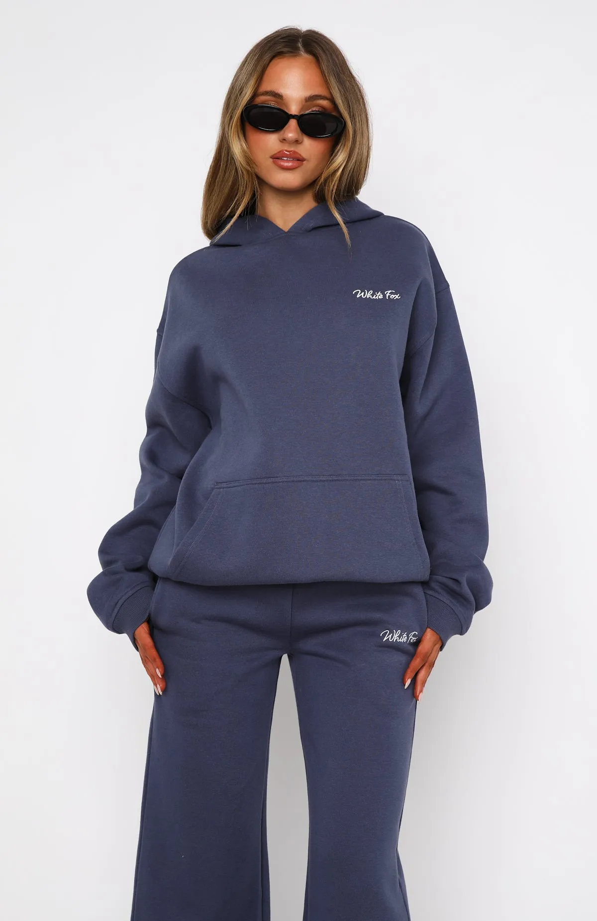 Match Your Words Oversized Hoodie Navy Clean Aesthetic Off Duty Look