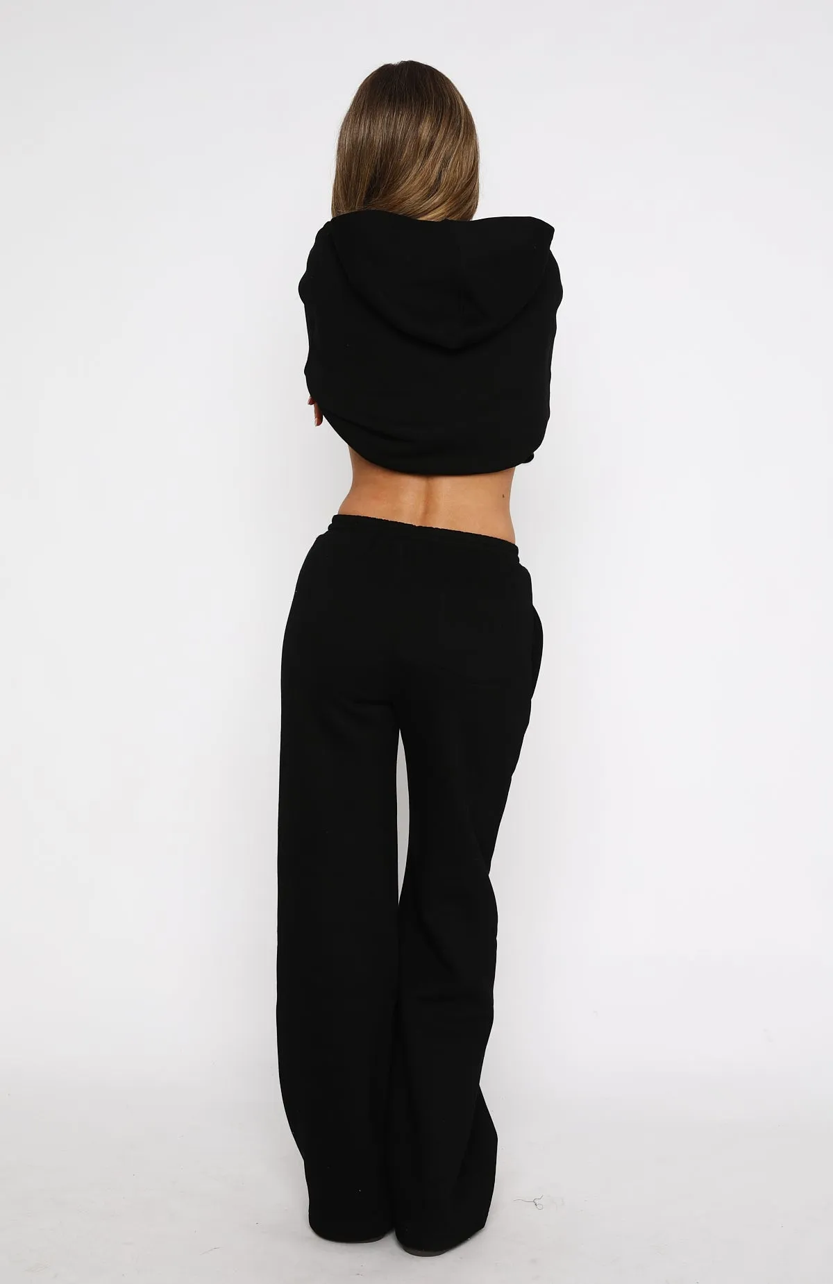 Match Your Words Wide Leg Sweatpants Black ShrinkageResistant Weave