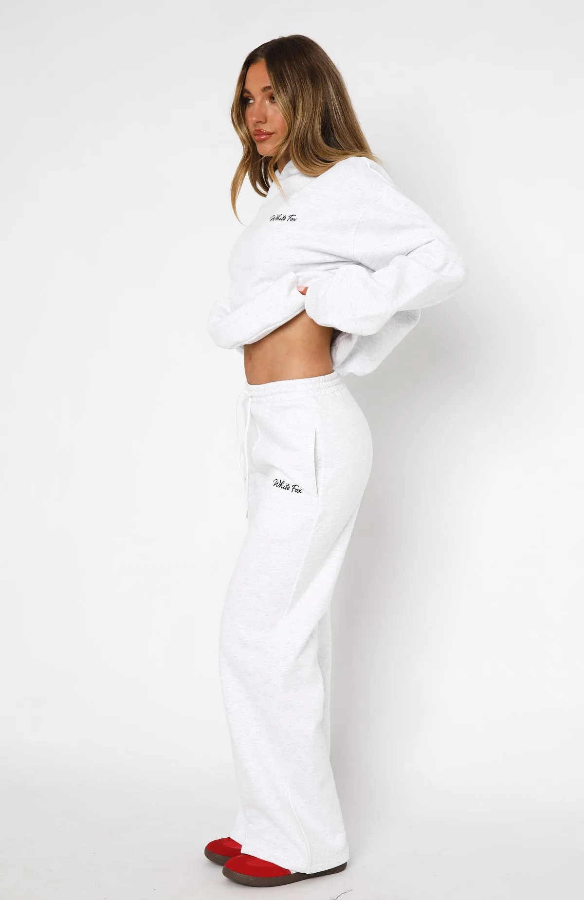 Reinforced Seams Cool Layering Match Your Words Wide Leg Sweatpants Grey Marle