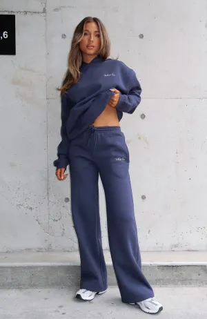 SnagResistant Surface Circular Knit Pattern Match Your Words Wide Leg Sweatpants Navy