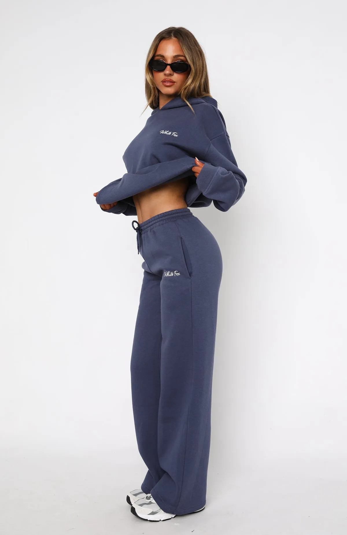 YarnDyed Stripes Fresh Trend Match Your Words Wide Leg Sweatpants Navy