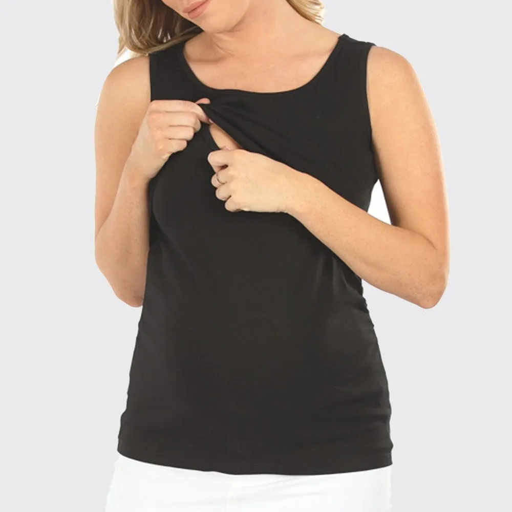 Maternity & Nursing Tank Top - Black (Small & Med)