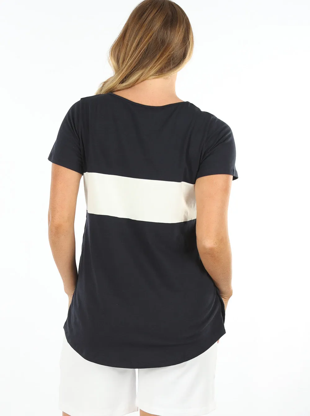 Maternity and Nursing Cotton T-Shirt in Navy