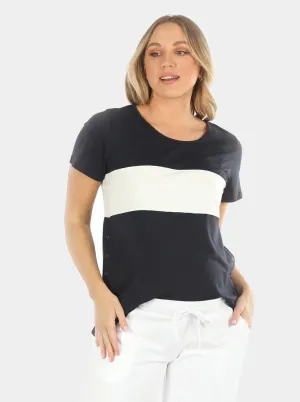 Maternity and Nursing Cotton T-Shirt in Navy