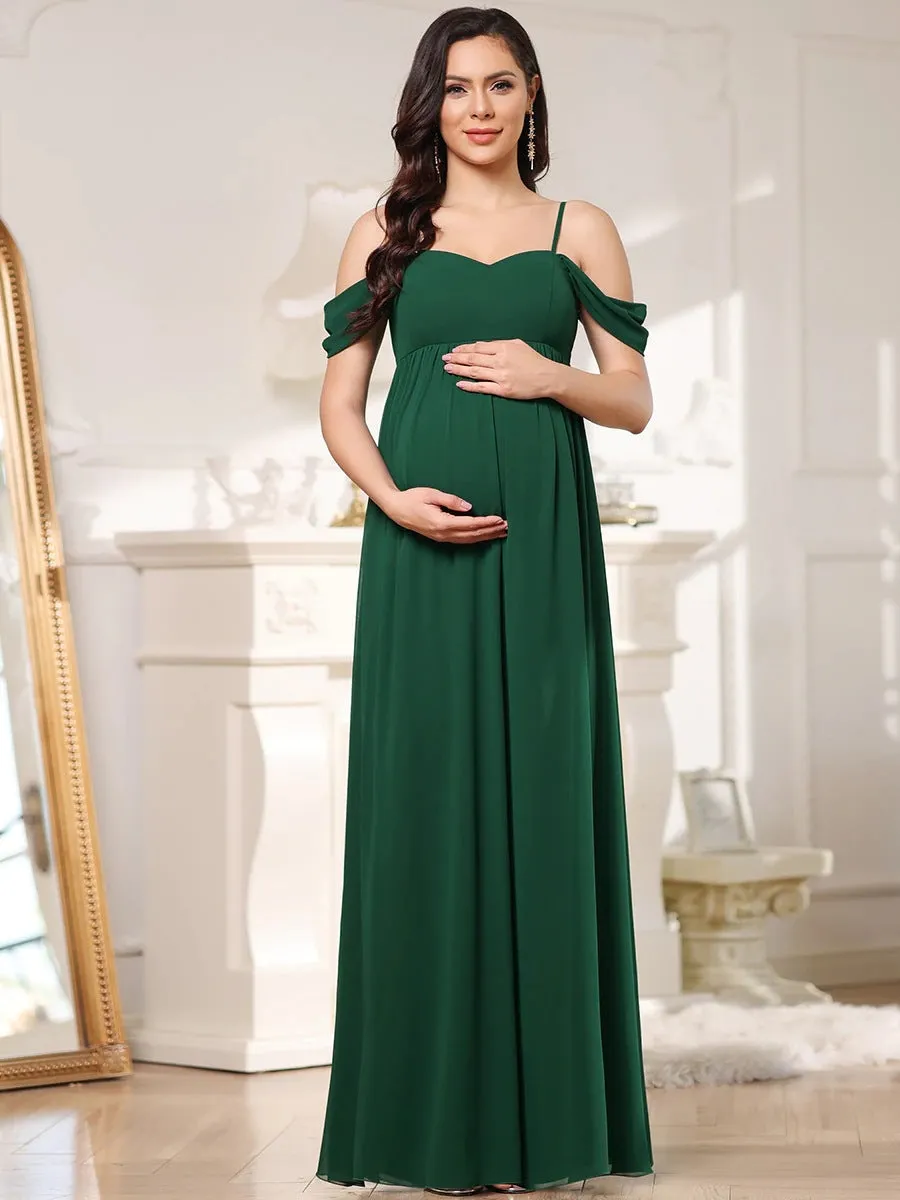 Maternity Cold Shoulder Zip Back Dress