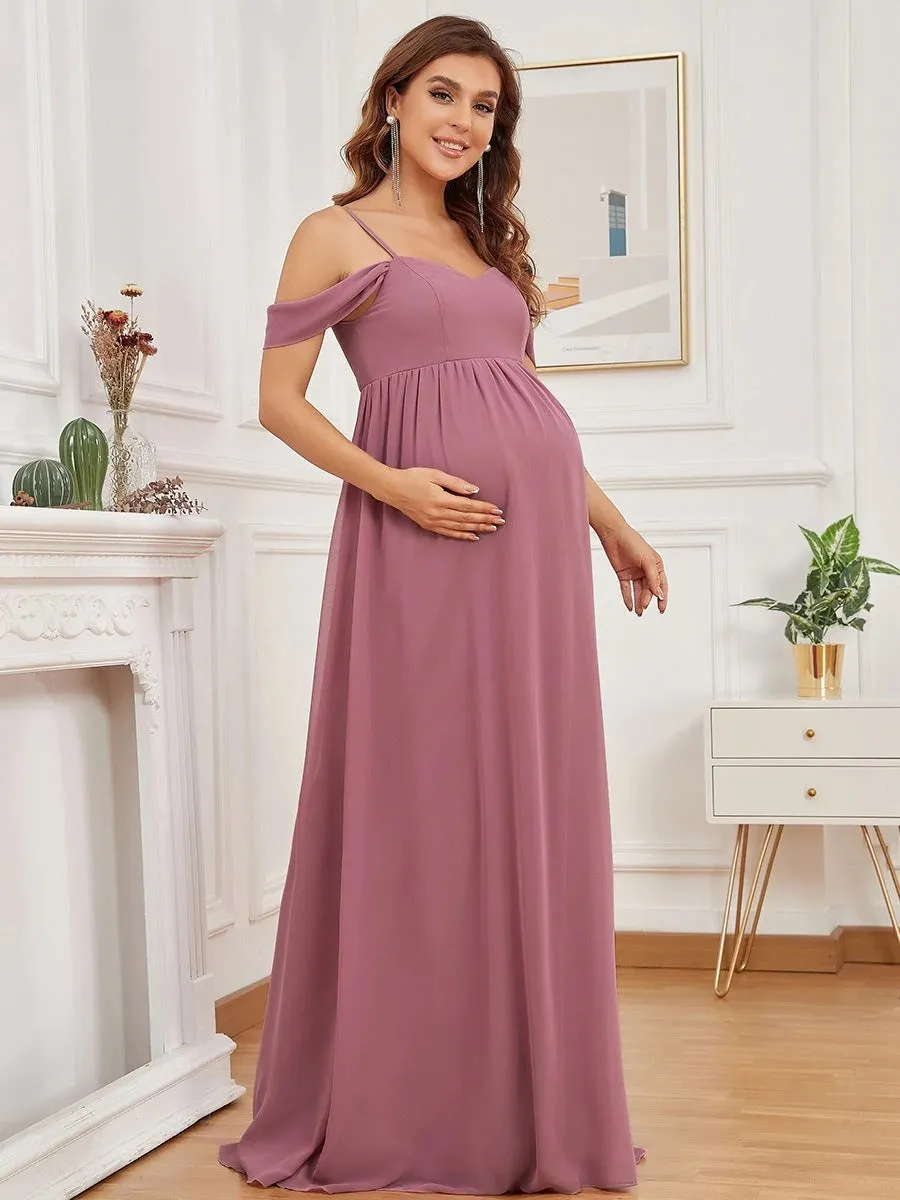 Maternity Cold Shoulder Zip Back Dress