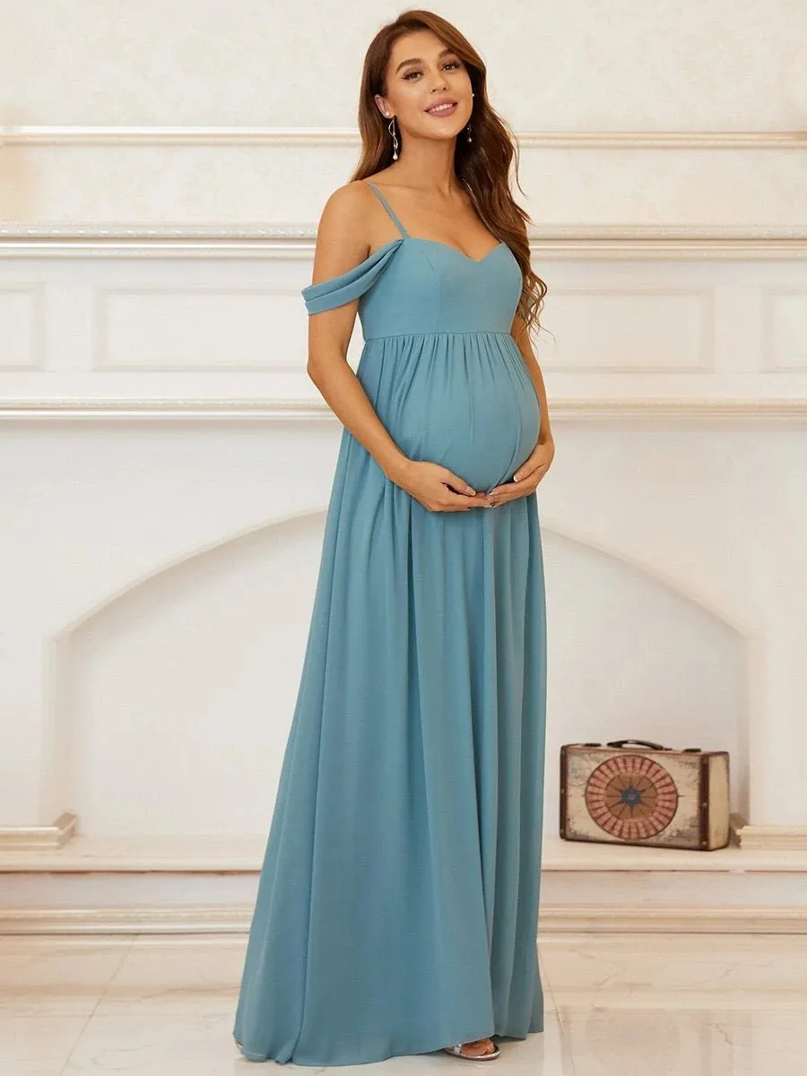 Maternity Cold Shoulder Zip Back Dress