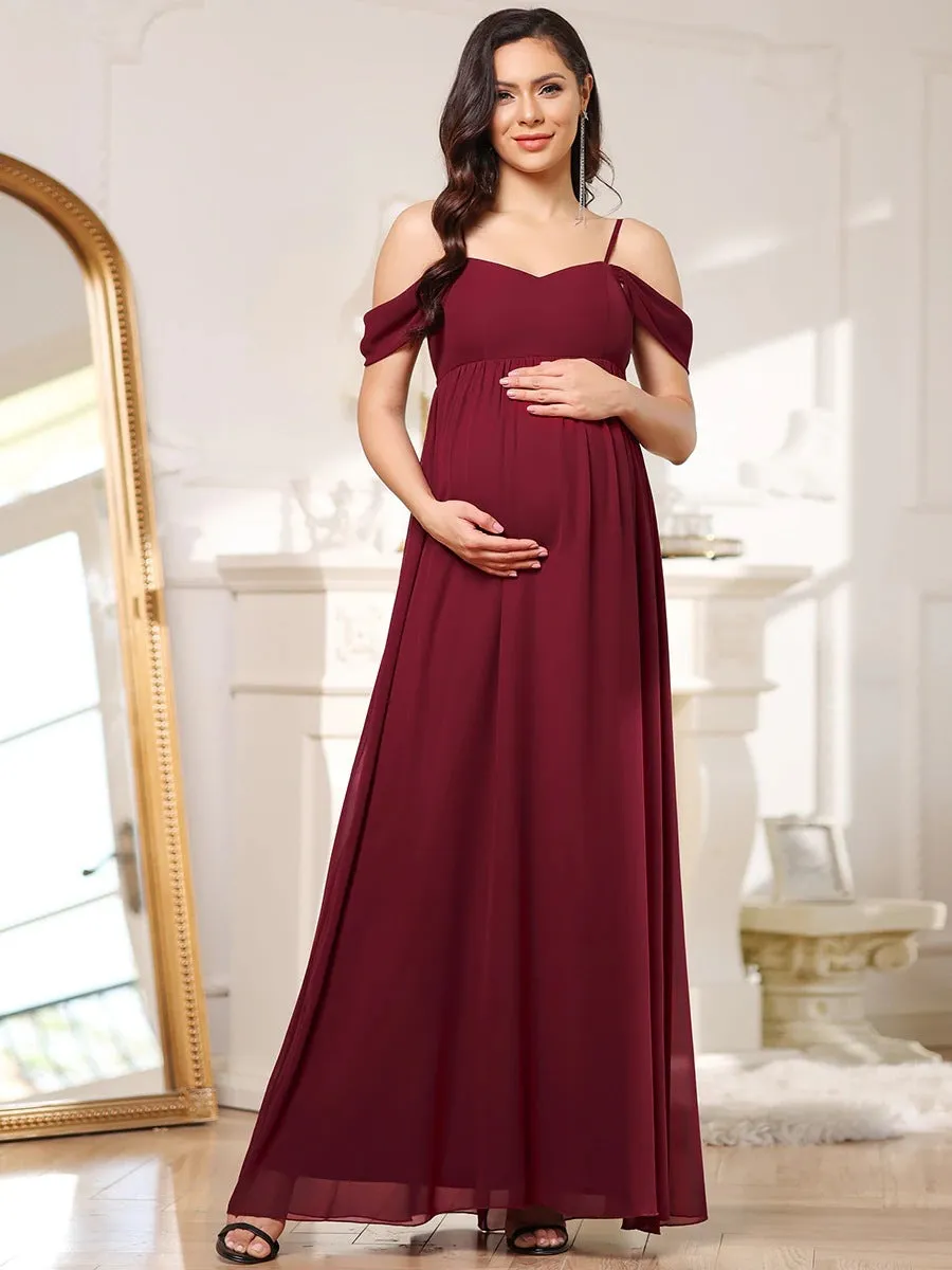 Maternity Cold Shoulder Zip Back Dress
