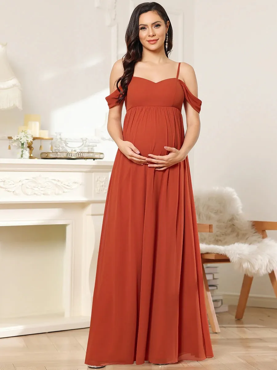 Maternity Cold Shoulder Zip Back Dress