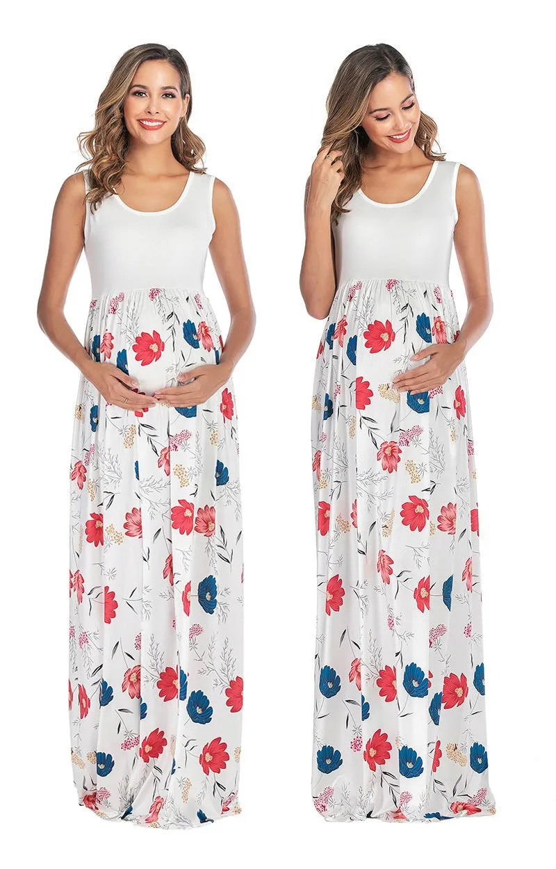Maternity Floral Print Maxi Dresses
