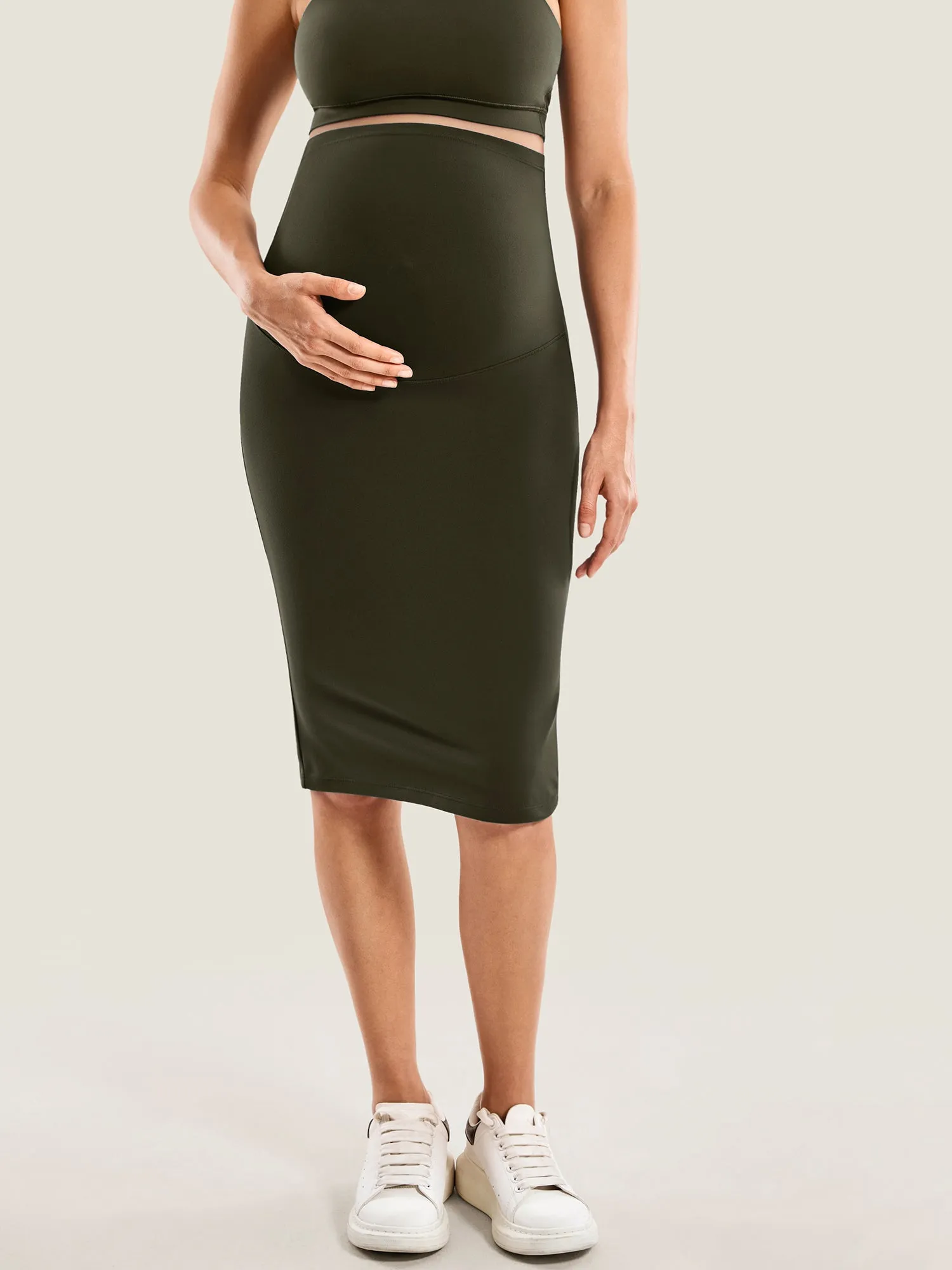 Maternity High Waisted Midi Skirts