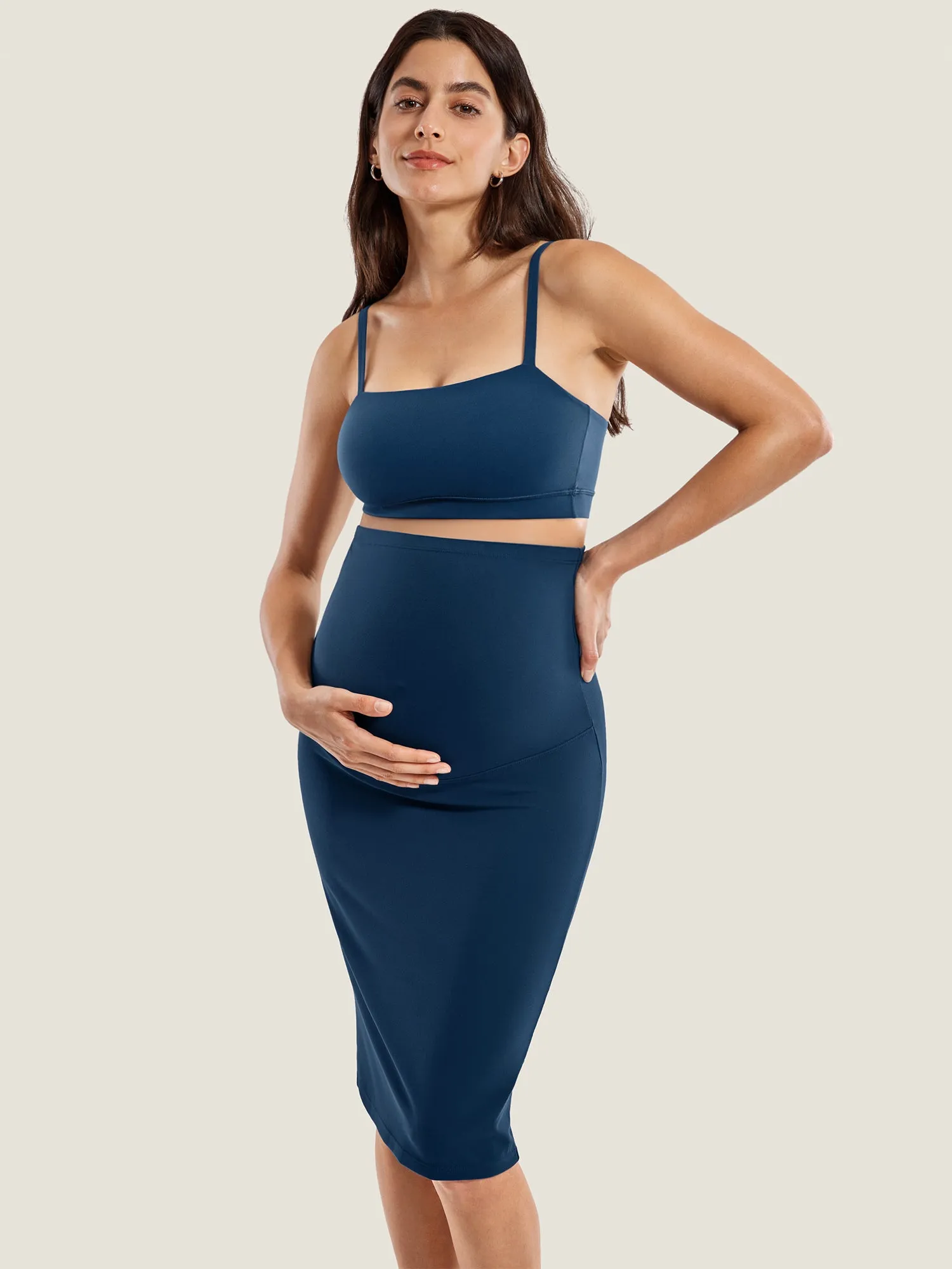 Maternity High Waisted Midi Skirts