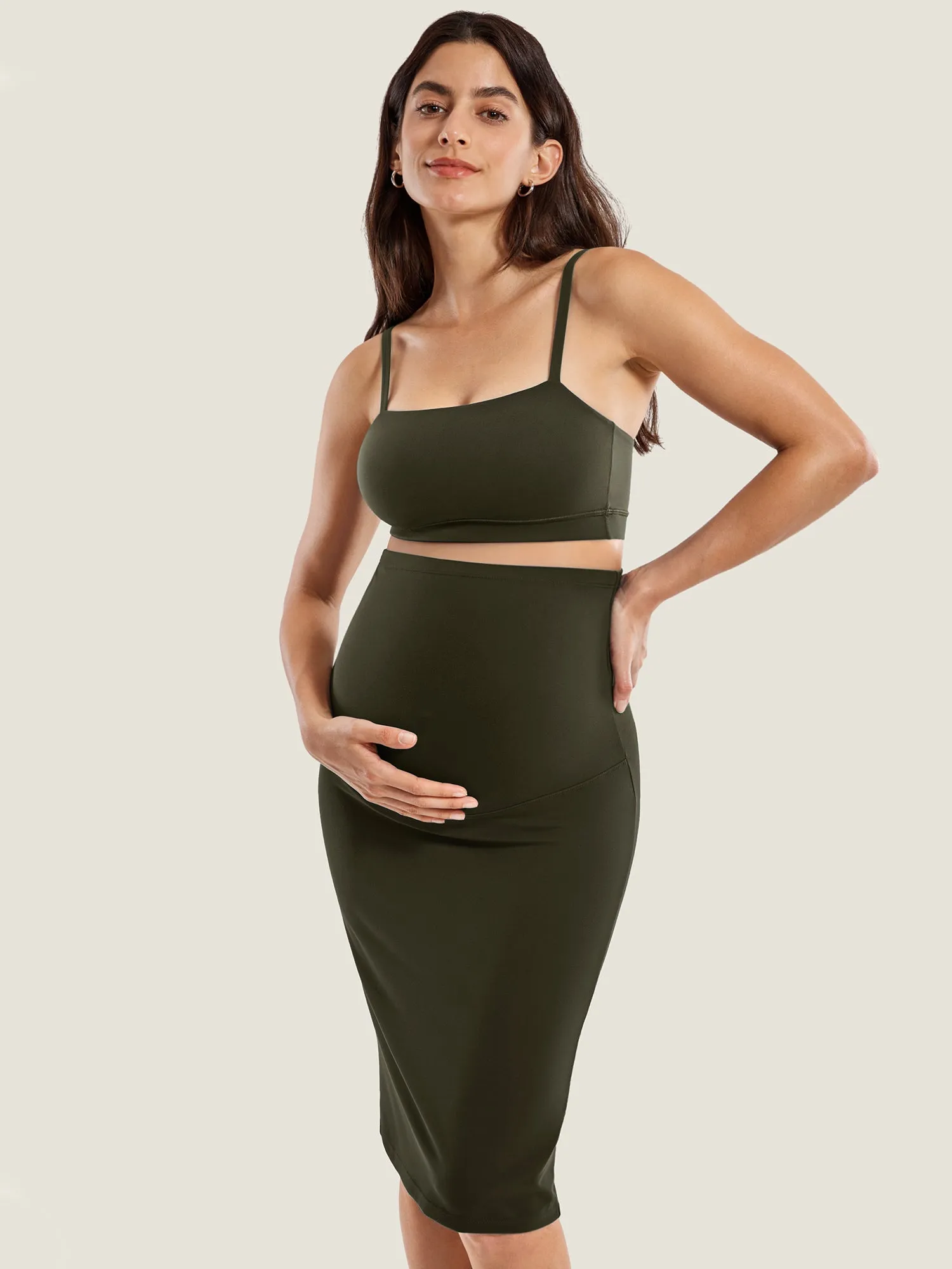 Maternity High Waisted Midi Skirts