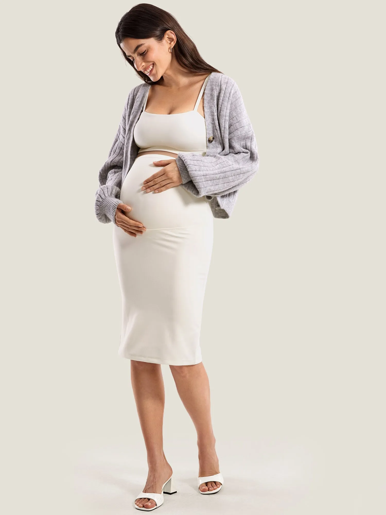 Maternity High Waisted Midi Skirts