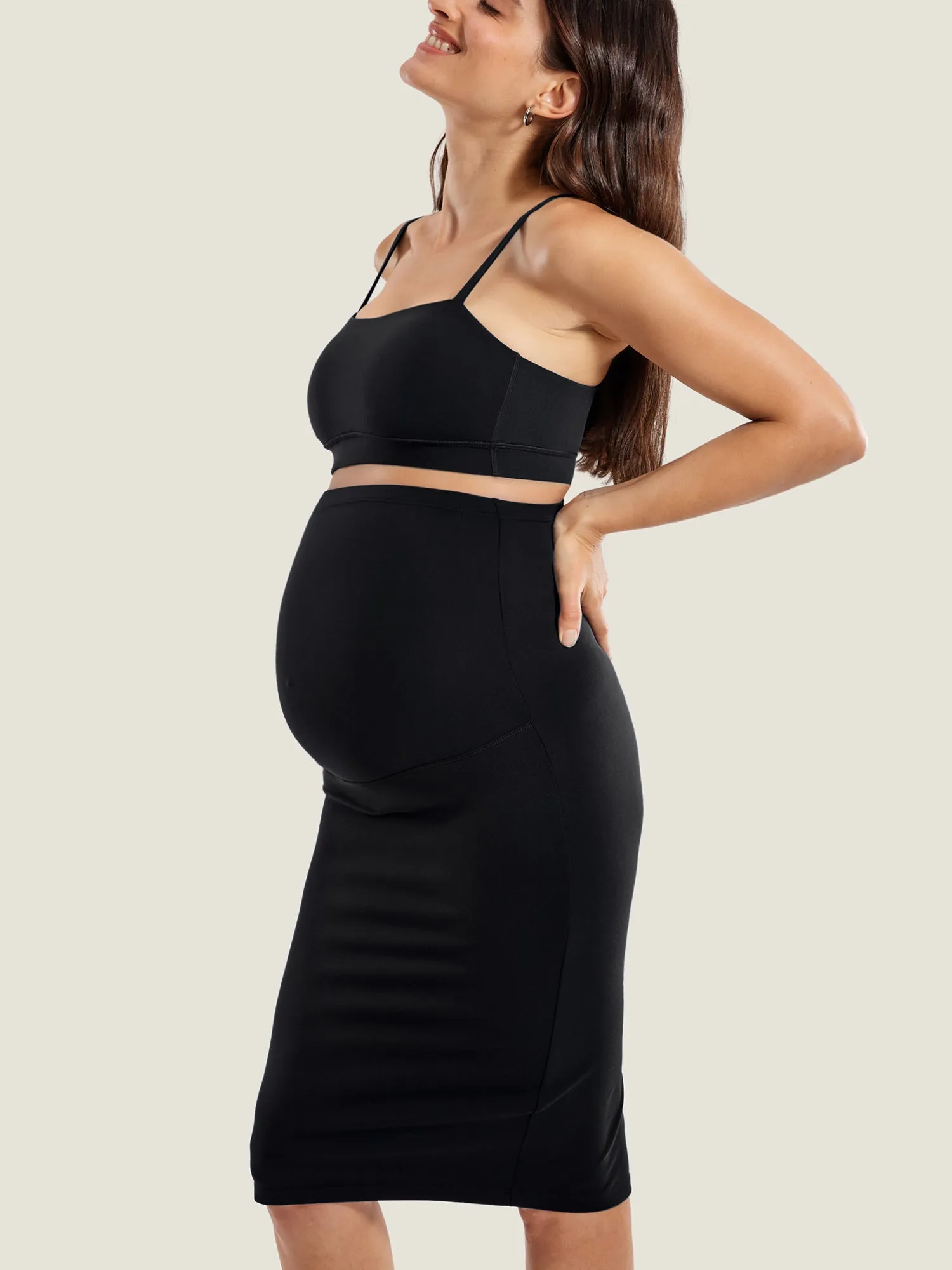 Maternity High Waisted Midi Skirts