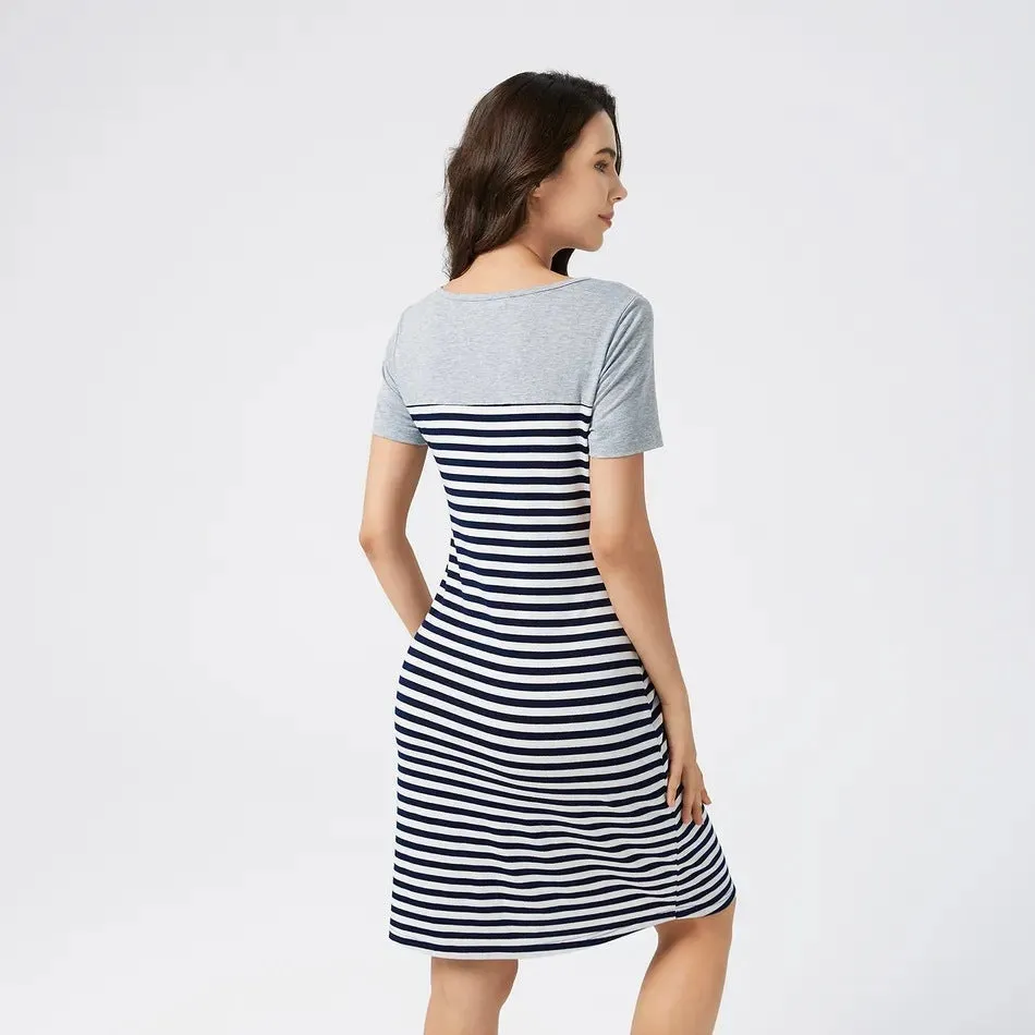 Maternity Patch Pocket Nursing Tee Dress