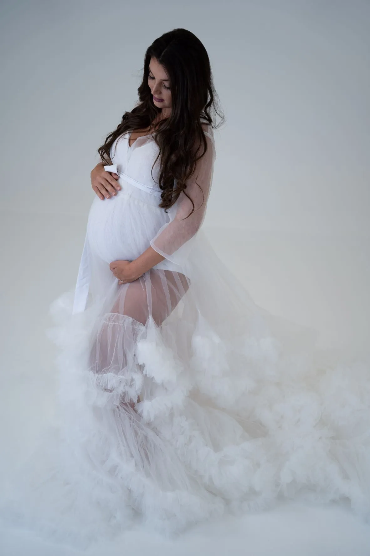 Maternity Photoshoot Dresses - Dream - White Tulle Gown - 4 DAY RENTAL
