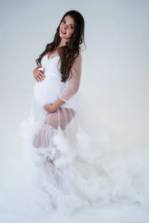 Maternity Photoshoot Dresses - Dream - White Tulle Gown - 4 DAY RENTAL