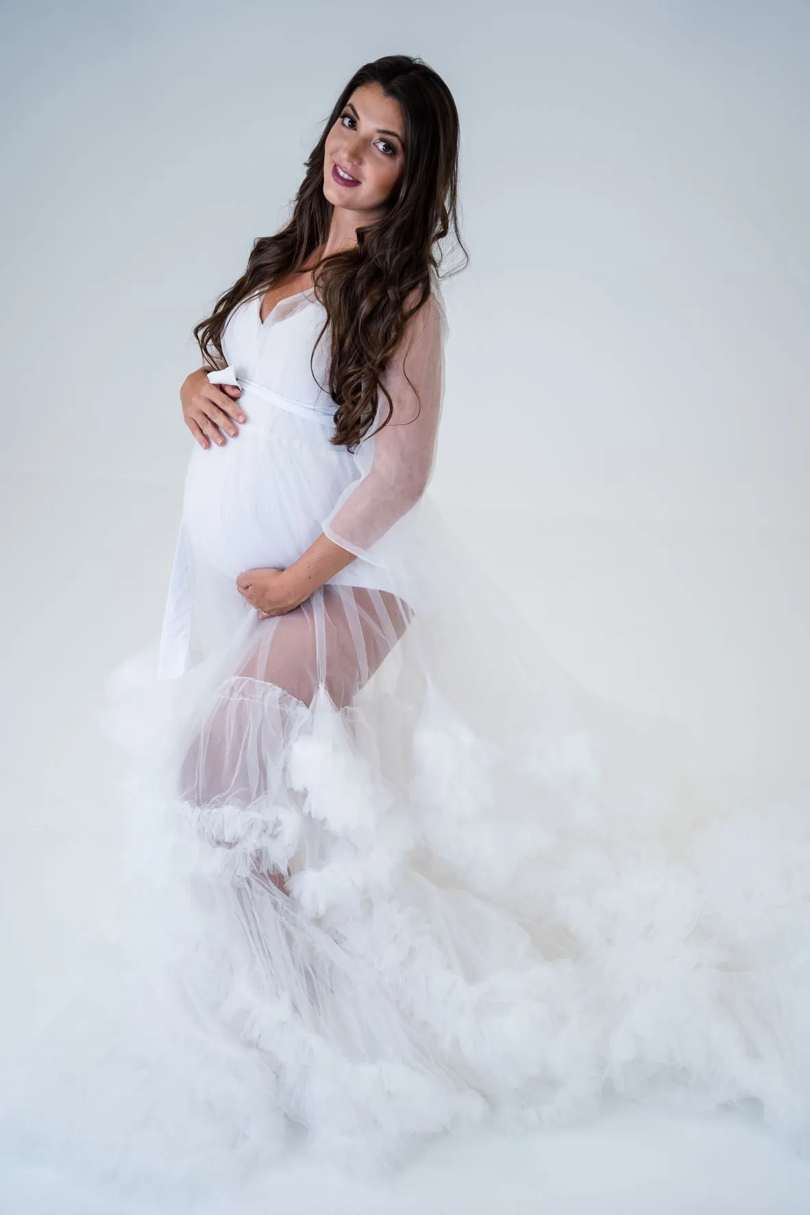 Maternity Photoshoot Dresses - Dream - White Tulle Gown - 4 DAY RENTAL