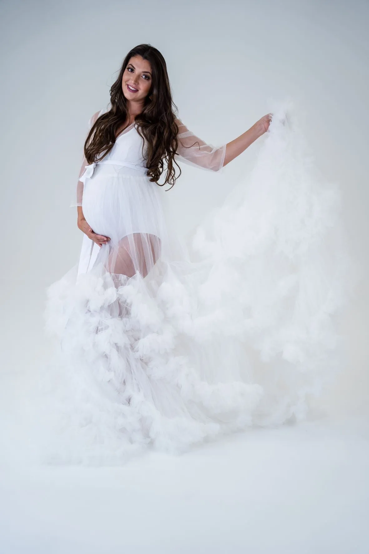 Maternity Photoshoot Dresses - Dream - White Tulle Gown - 4 DAY RENTAL