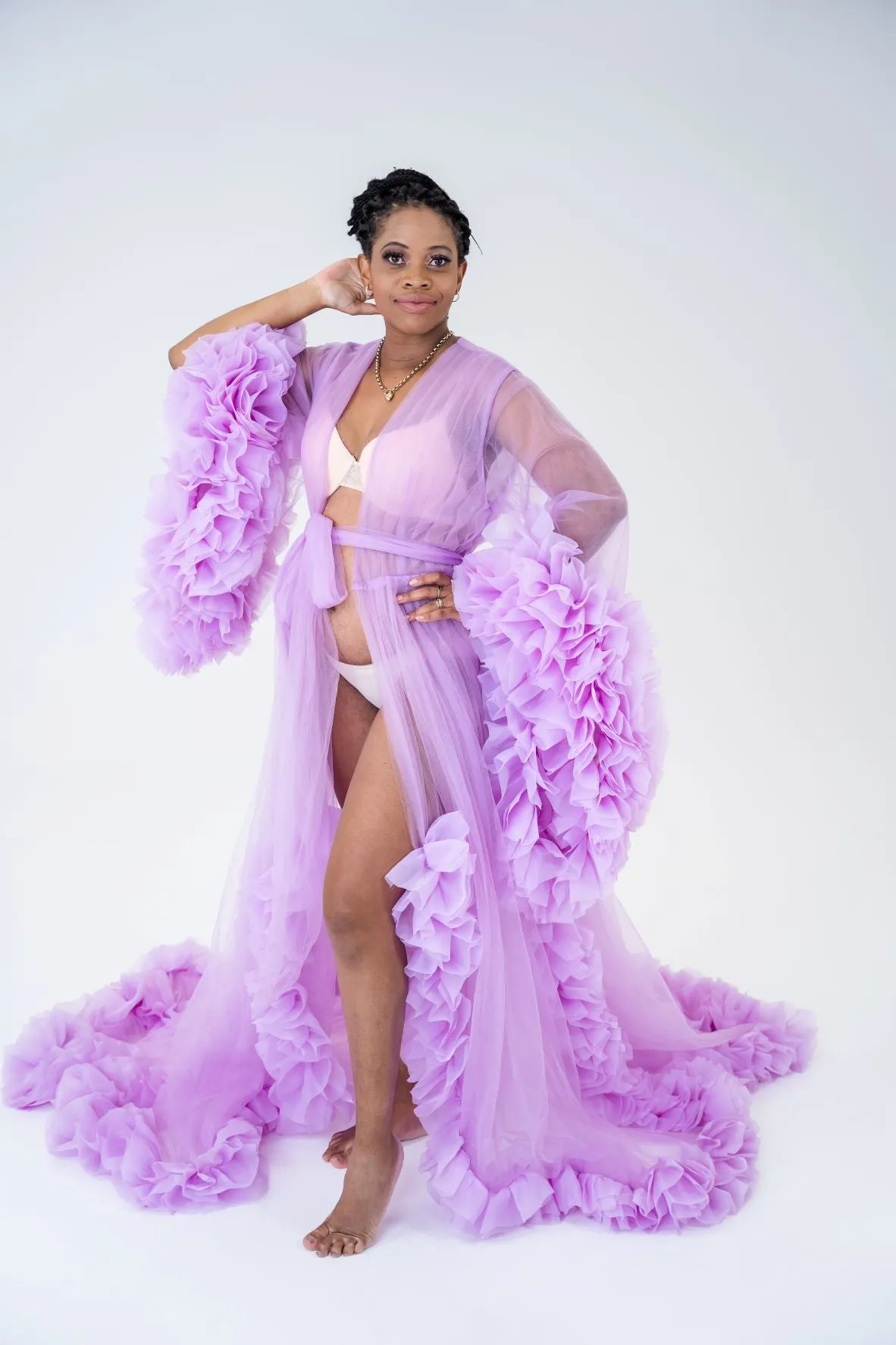 Maternity Photoshoot Dresses - Lola - Lilac Tulle Robe - 4 DAY RENTAL