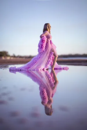 Maternity Photoshoot Dresses - Lola - Lilac Tulle Robe - 4 DAY RENTAL