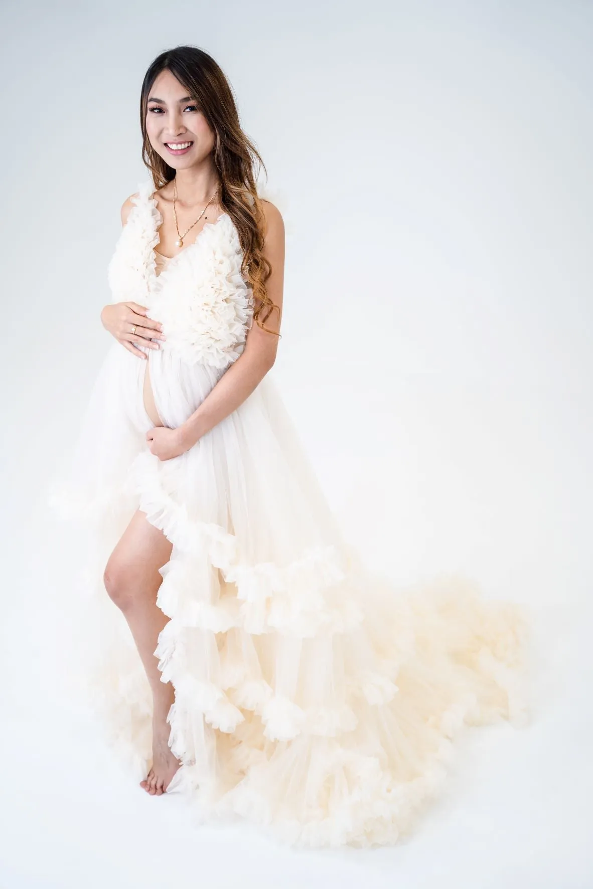 Maternity Photoshoot Dresses - Paris - Ivory Tulle Gown - 4 DAY RENTAL