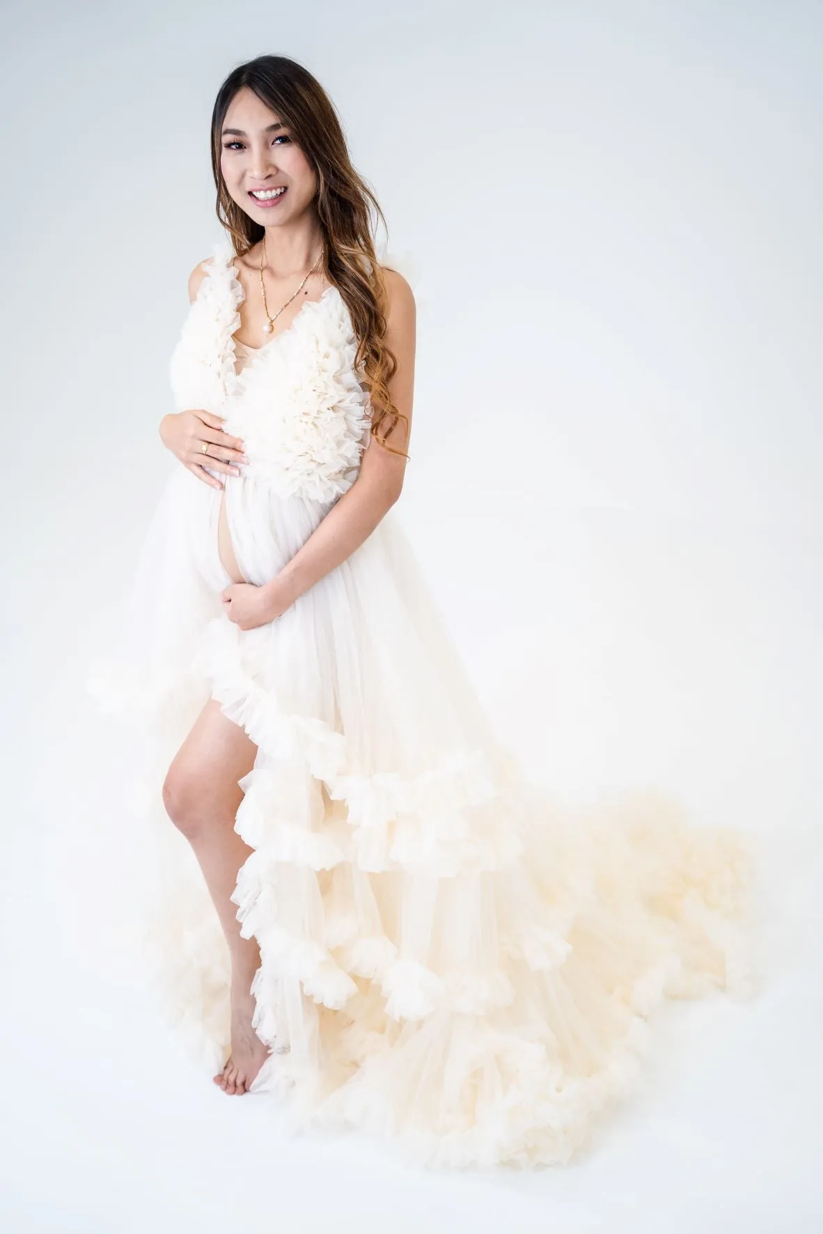 Maternity Photoshoot Dresses - Paris - Ivory Tulle Gown - 4 DAY RENTAL