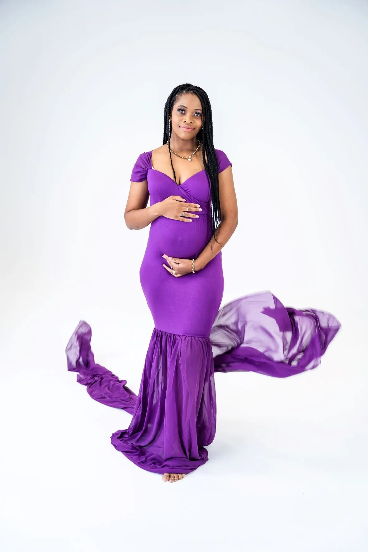Maternity Photoshoot Dresses - Sandra - Purple Maternity Dress - 4 DAY RENTAL