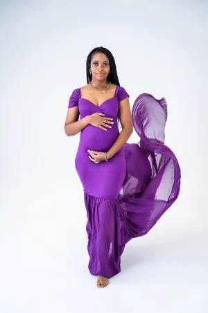 Maternity Photoshoot Dresses - Sandra - Purple Maternity Dress - 4 DAY RENTAL