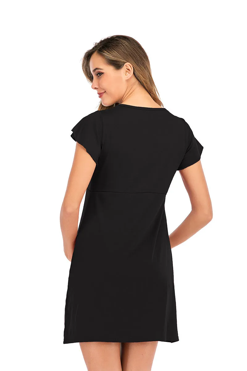 Maternity Surplice Neck Lace Detail Nightdres