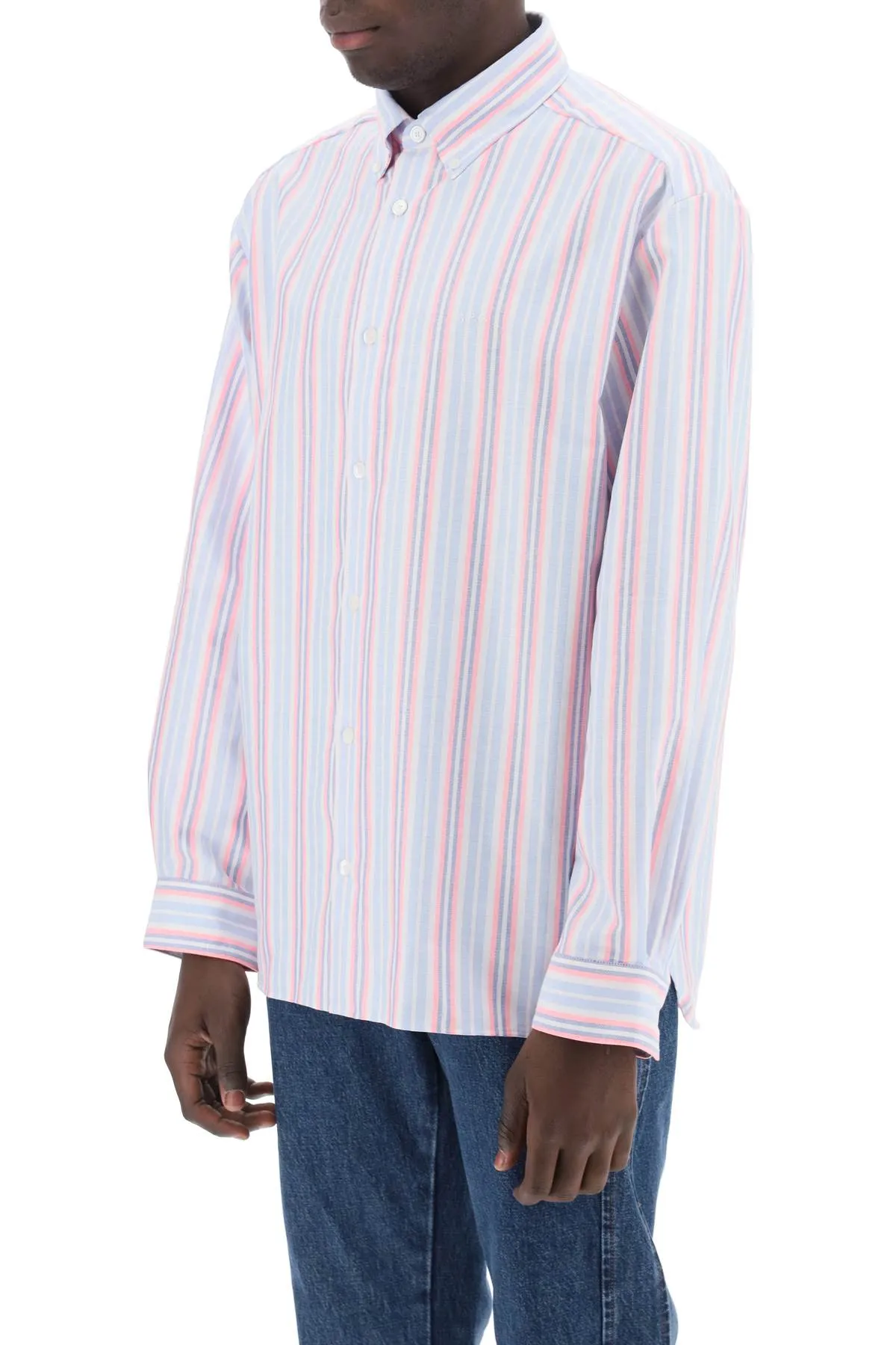 mathias striped oxford shirt COGXO H12586 ROSE FLUO