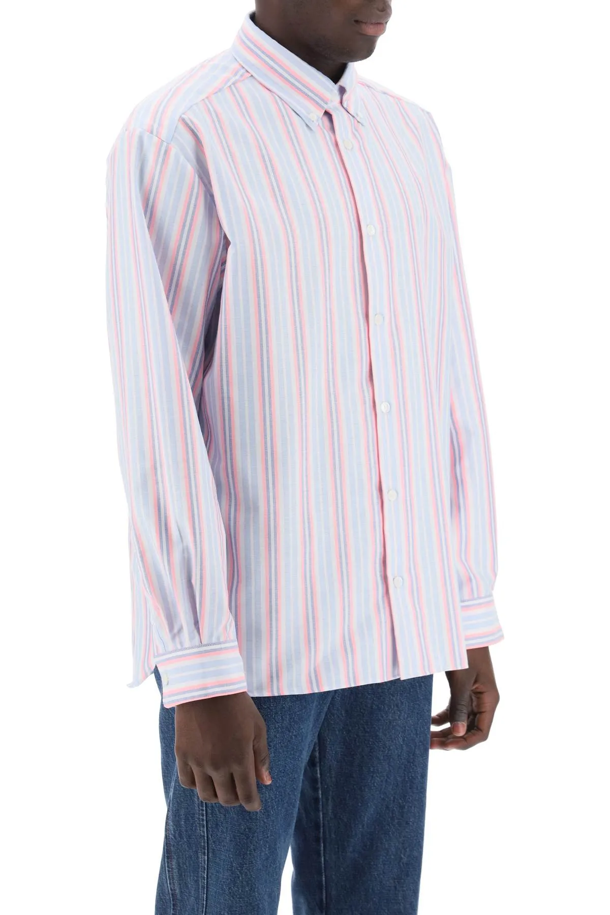 mathias striped oxford shirt COGXO H12586 ROSE FLUO