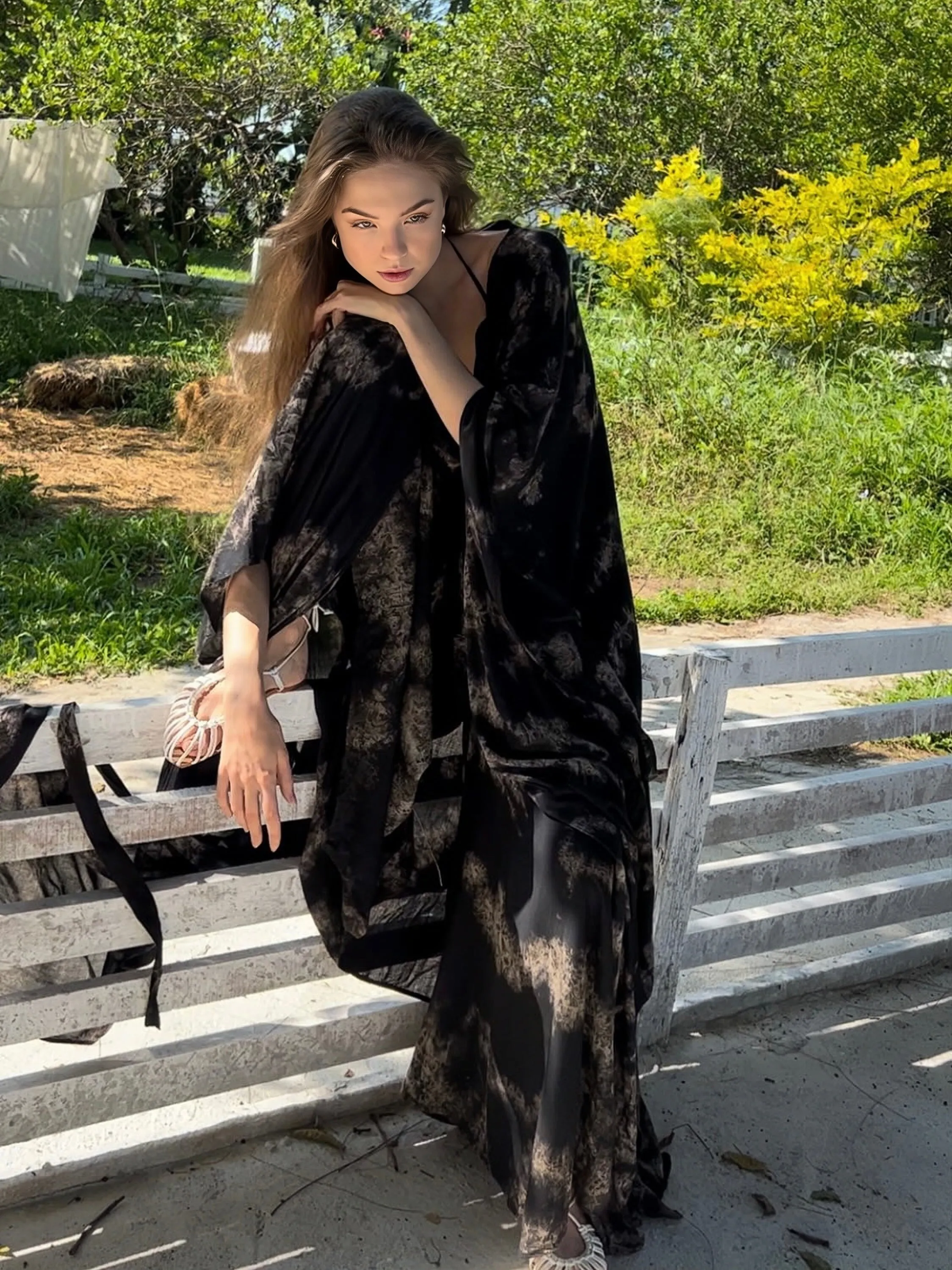 Maya Tie Dye Kaftan Kimono (Plus size) - Marble