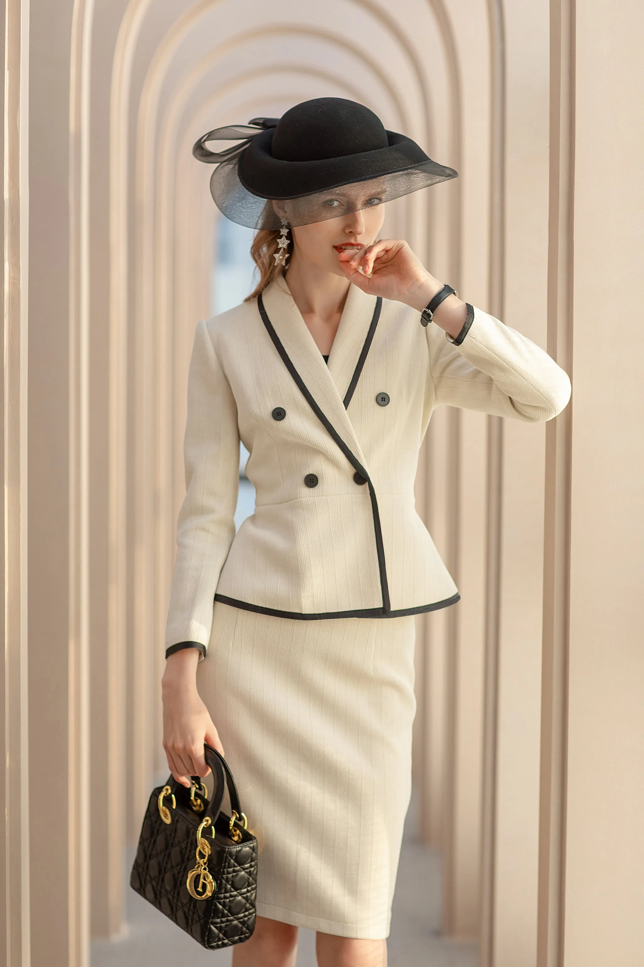 Meliora Seine Cream Skirt Suit