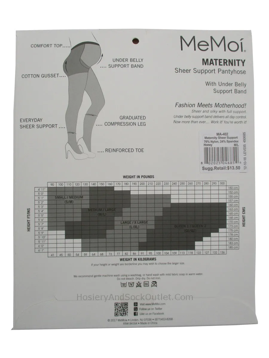 Memoi Maternity Sheer Support Pantyhose MA-402, 40 Denier