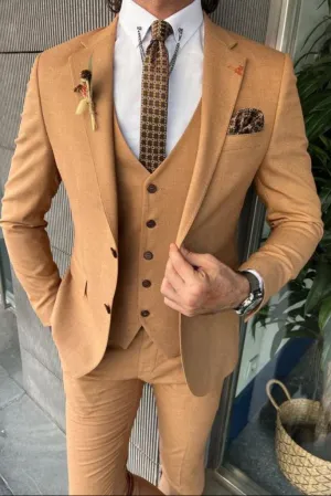 Men 3 Piece Camel Brown Suit Wedding Slim fit Suit Formal Fashion Suit Dinner Suit, Party Wear Suit For Men