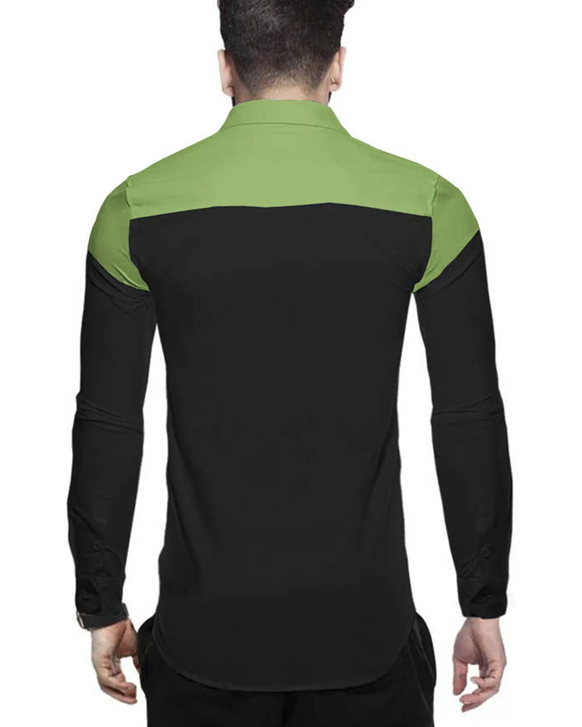 MEN FULL HAND GREEN-BLACK SHIRT