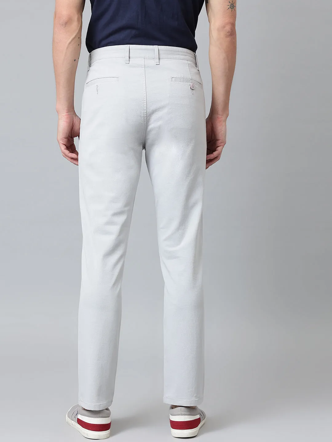 Men Grey Slim Fit Mid Rise Casual Trouser
