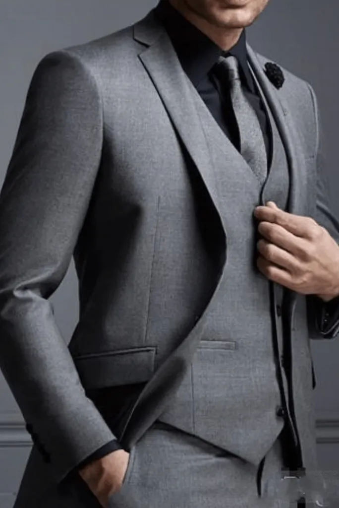 Men Grey Three Piece Suit Wedding Grey Suit Formal Party Wear Suit Slim Fit Suit Dinner Suit - Gift For Him