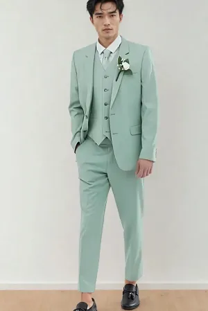 Men Sage Green Three Piece Slim Fit Suit For Groom Wedding Wear Reception Wear & Perfect For Every Occasion