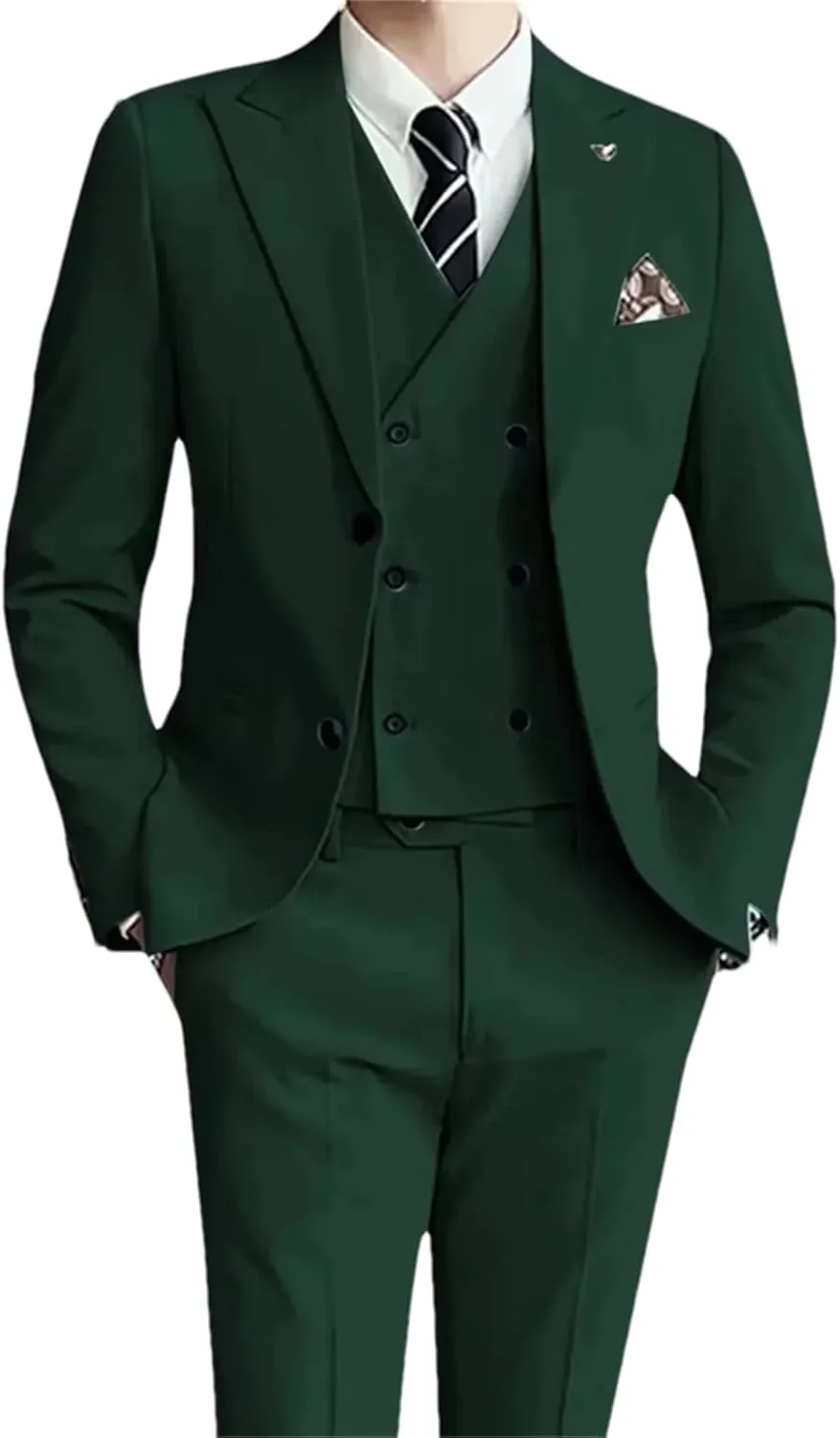Men Slim Fit 3 Pieces Suits Blazer Vest Pant Business Wedding Dresses Tuxedo Suits