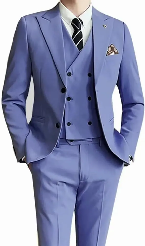 Men Slim Fit 3 Pieces Suits Blazer Vest Pant Business Wedding Dresses Tuxedo Suits