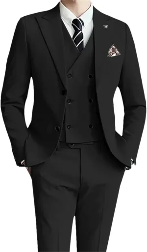 Men Slim Fit 3 Pieces Suits Blazer Vest Pant Business Wedding Dresses Tuxedo Suits