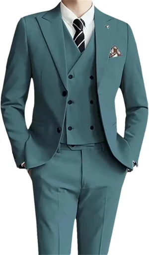 Men Slim Fit 3 Pieces Suits Blazer Vest Pant Business Wedding Dresses Tuxedo Suits