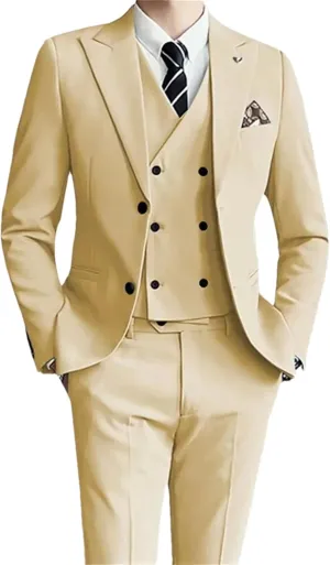 Men Slim Fit 3 Pieces Suits Blazer Vest Pant Business Wedding Dresses Tuxedo Suits